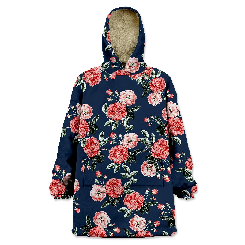 Vintage Rose Wearable Blanket Hoodie Hoodie with Rolled Sleeves Casual Relaxed