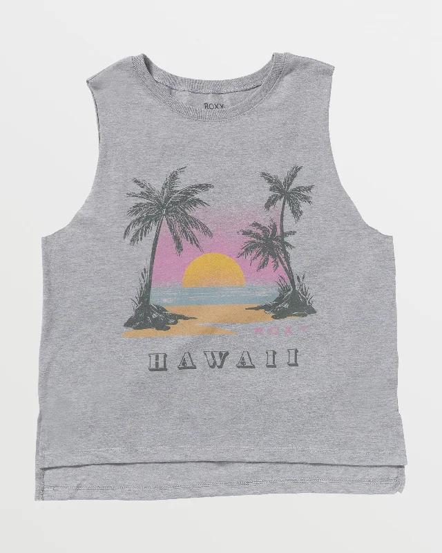 Sunset Beach Hawaii Tank - Heritage Heather baby blue tank