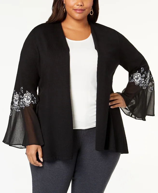 Alfani Plus Size Embroidered Chiffon Sleeve Cardigan Wool Cardigan Cotton Cardigan Cashmere Cardigan