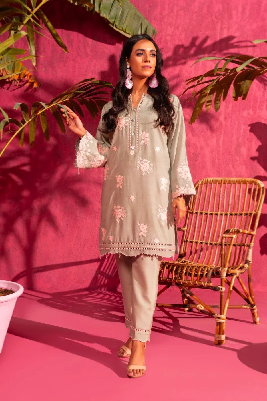 2 Pc Embroidered Poly Lawn Suit With Poly Lawn Trouser Trousers versatile all-occasion