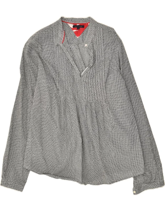 TOMMY HILFIGER Womens Pullover Shirt US 8 Medium Grey Cotton Saggy Sleeve Comfort