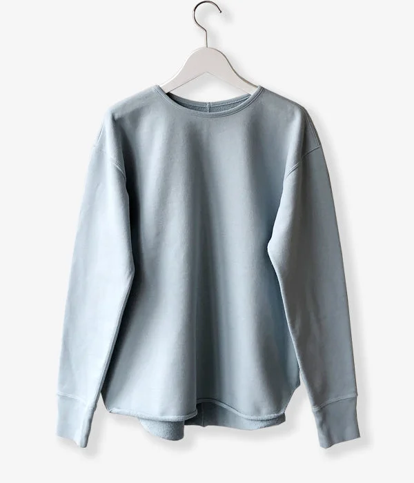 FUMIKA_UCHIDA/Defatted Fleece SWEAT PULLOVER(SKYBLUE) Elbow Length Sleeve