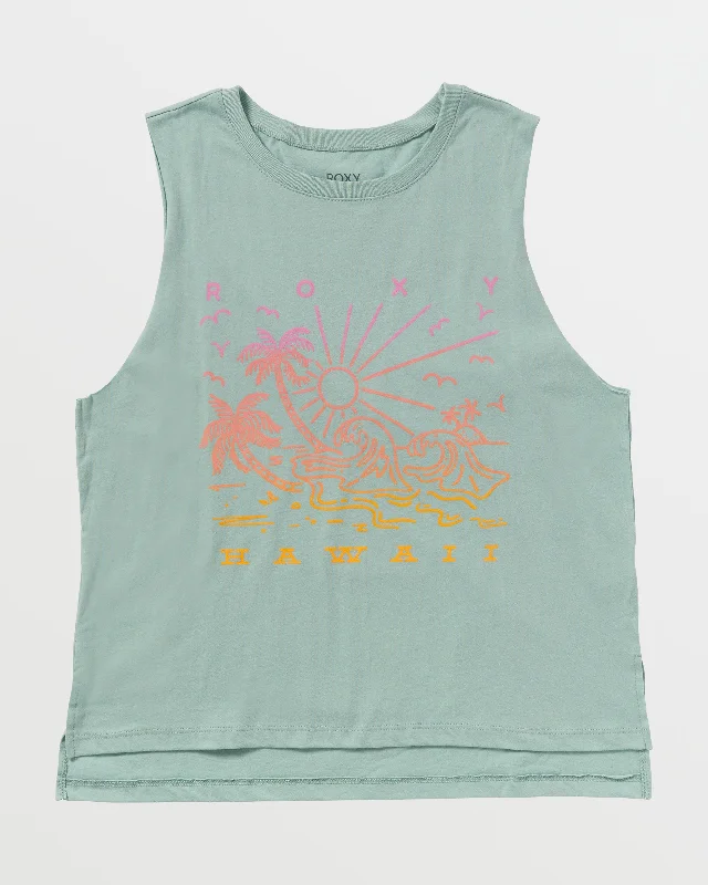 Sunny Days Hawaii Tank - Blue Surf beige tank top