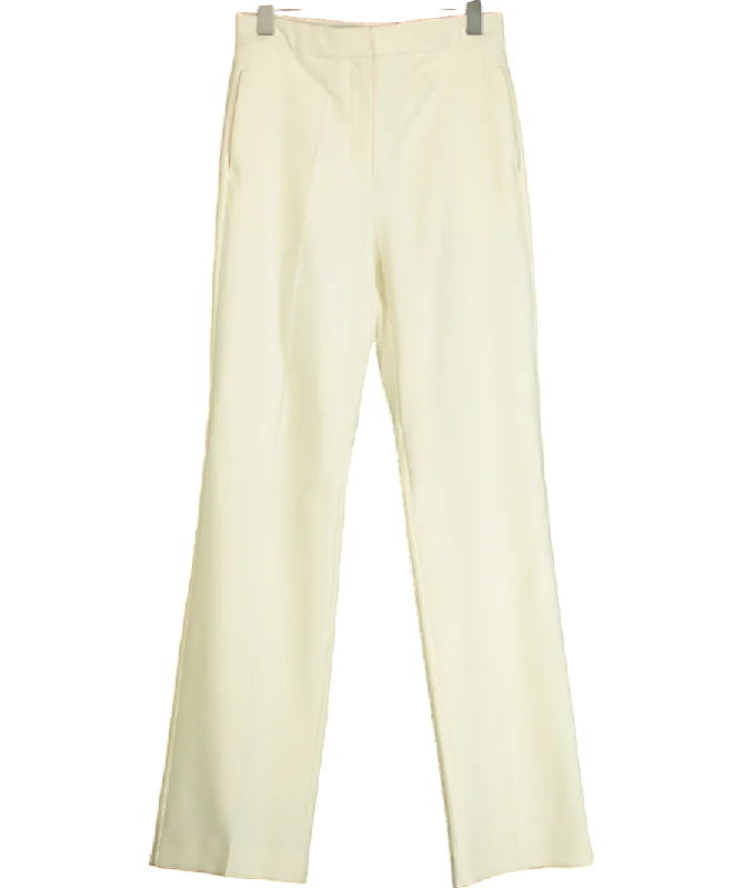 Remain Birger Christensen Cream Straight Leg Smart Trouser UK S Trousers Solid Black