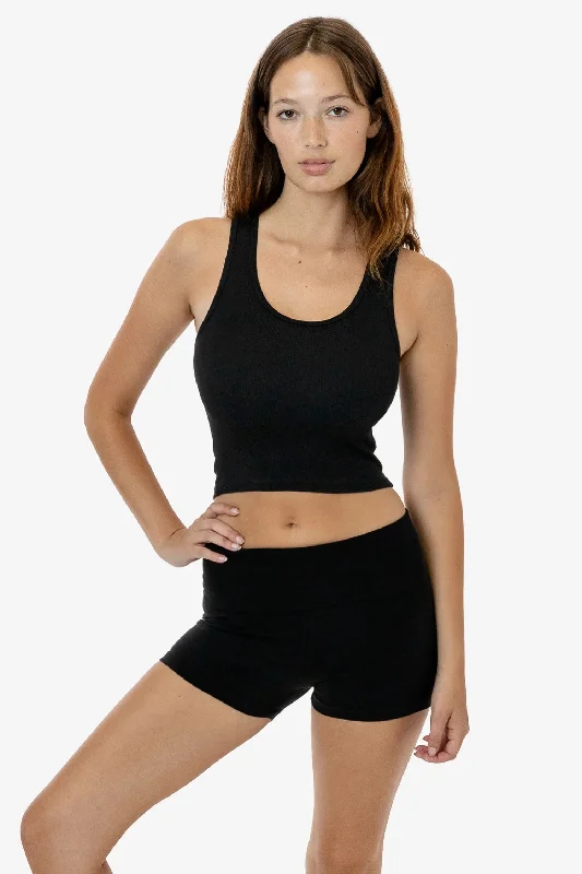 Cotton Spandex 2x1 Rib Crop Tank high neck tank