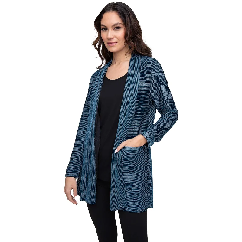 Women's Liv by Habitat Arty Stripe Swing Cardigan Ocean Print Jacquard Patchwork