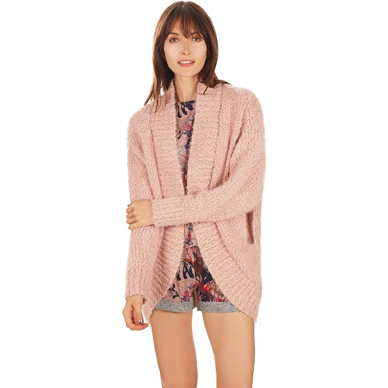 Women's MeMoi Fuzzy Cocoon Loose Cardigan Pale Rose Plaid Cardigan Polka Dot Checkered