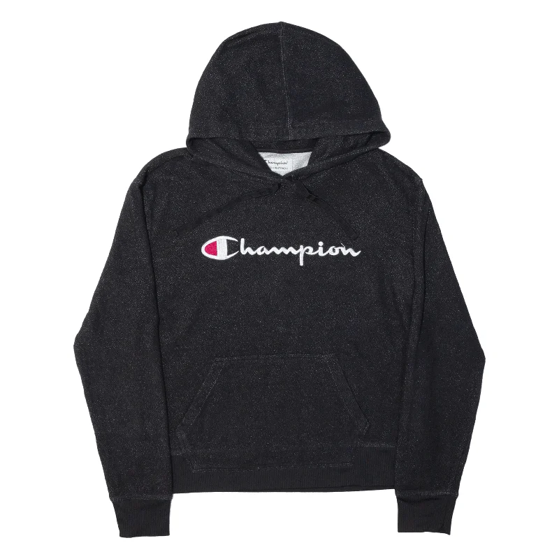 CHAMPION Textured Hoodie Black Pullover Womens M Box Sleeve Comfort