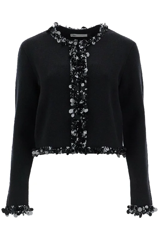 Beaded Cardigan  - Black Embroidered Appliqued Beaded