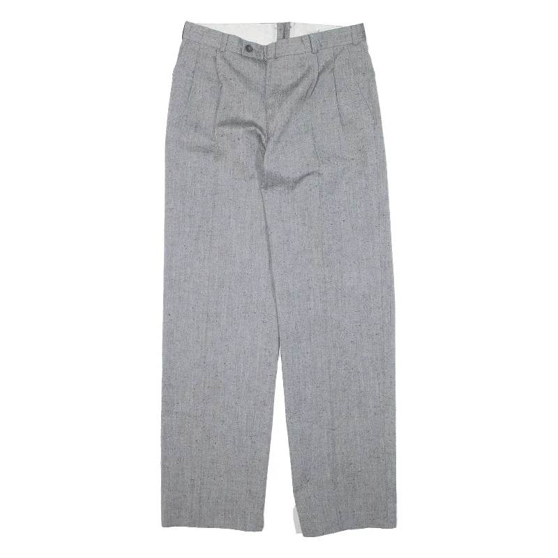 Pleated Trousers Grey Loose Straight Womens W30 L31 Trousers Bootcut Casual