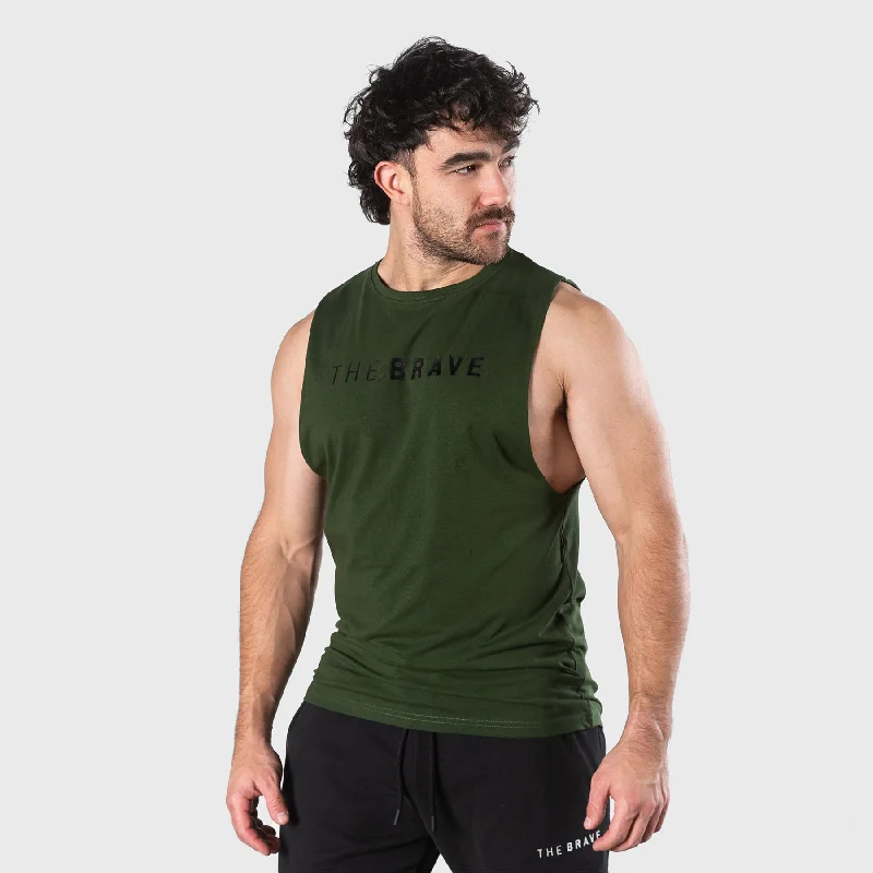 THE BRAVE - SIGNATURE TANK 2.0 - DARK OLIVE workout tank top