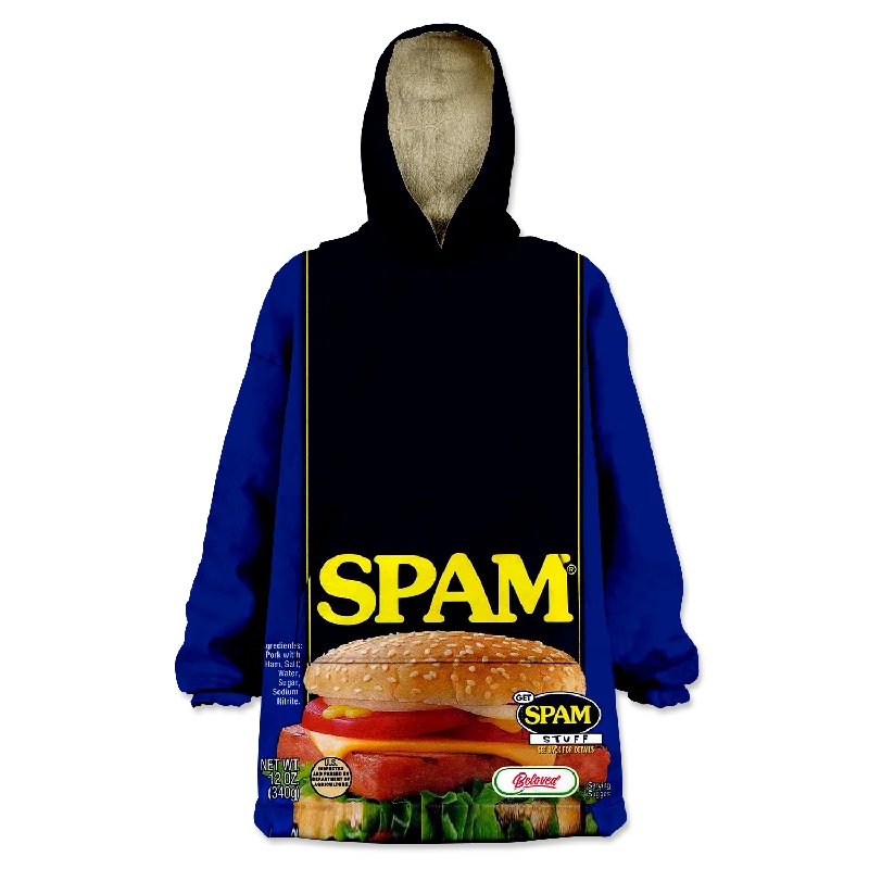 Spam Wearable Blanket Hoodie Hoodie with Puffed Sleeves Voluminous Trendy