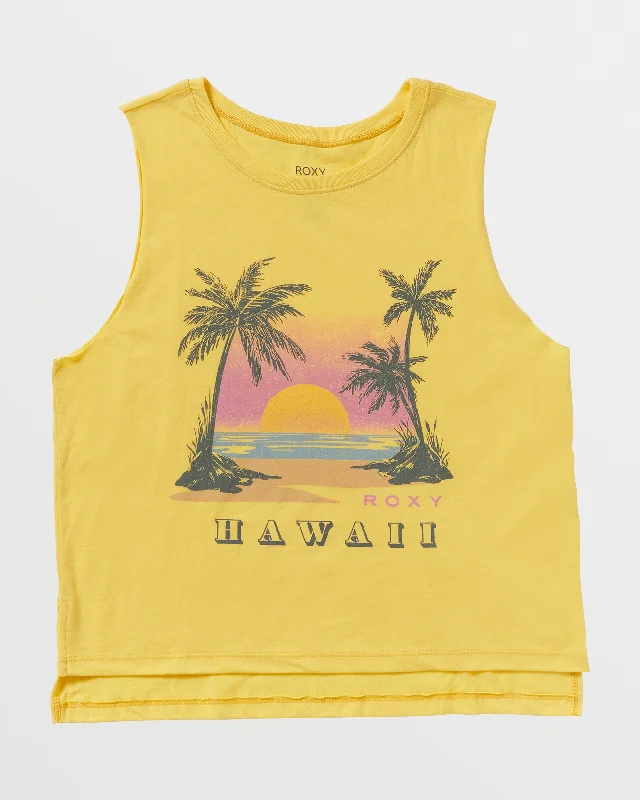 Sunset Beach Hawaii Tank - Banana Cream neon tank top