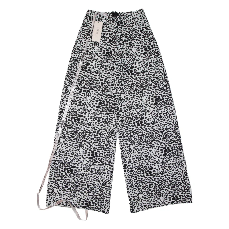 HOUSE OF CB Animal Print Womens Trousers White Relaxed Wide-Leg W26 L35 Trousers luxurious premium