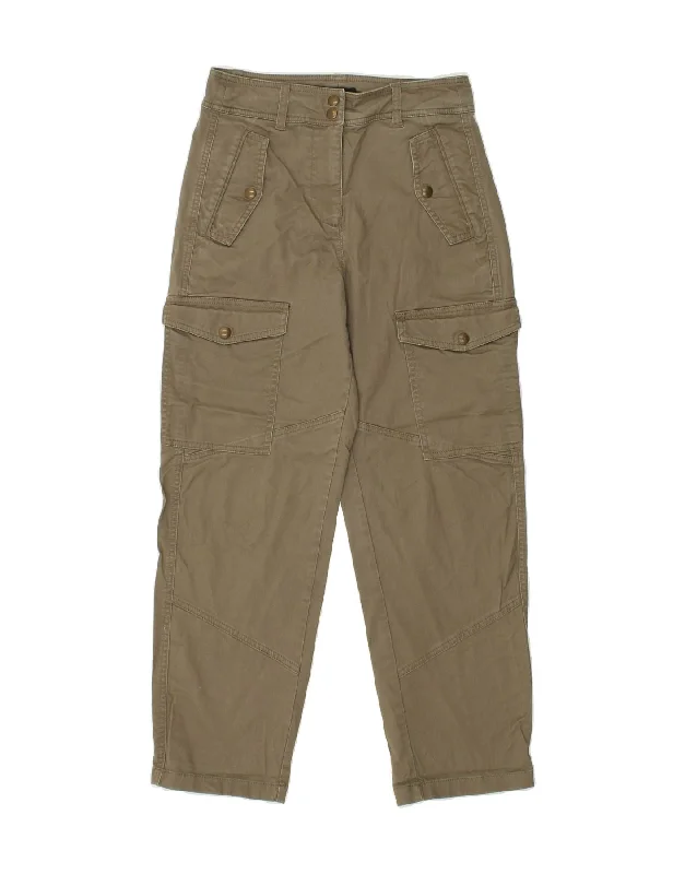 J. CREW Womens Straight Cargo Trousers US 0 XS W26 L26  Khaki Cotton Cropped Trousers Casual Linen