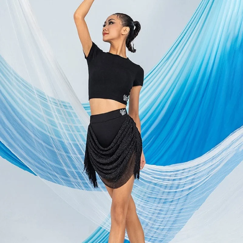 Top and Fringed Skirt Combo | W24B231 breathable skirt fabric