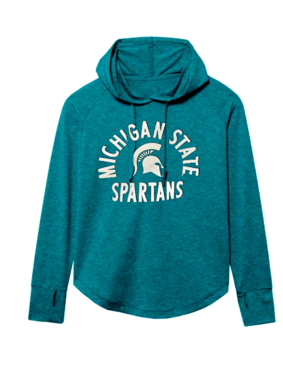 League & Ouray Sportswear Women's Hooded MSU Pullover Soft Wool Sweater