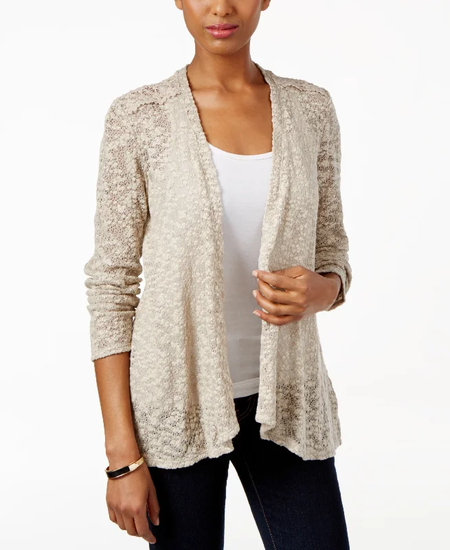 Style & Co. Petite Open-Front Snit Cardigan Handmade Hand-knitted Hand-woven