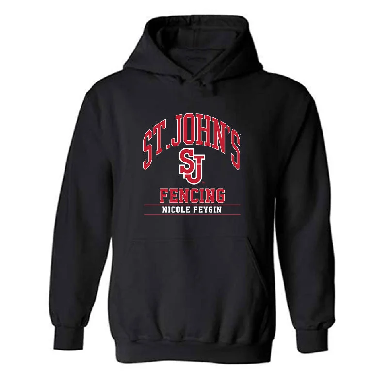 St. Johns - NCAA Women's Fencing : Nicole Feygin - Classic Fashion Shersey Hooded Sweatshirt Hoodie with Relaxed Fit Easy Casual