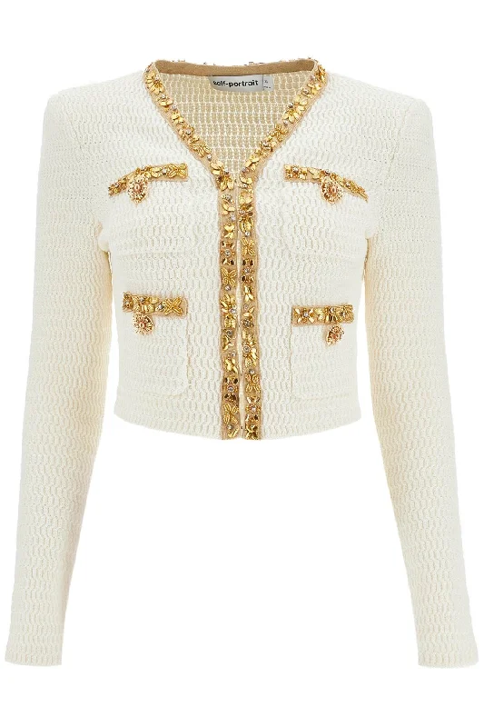 Lurex Knit Cardigan  - White Thin Thick Dense