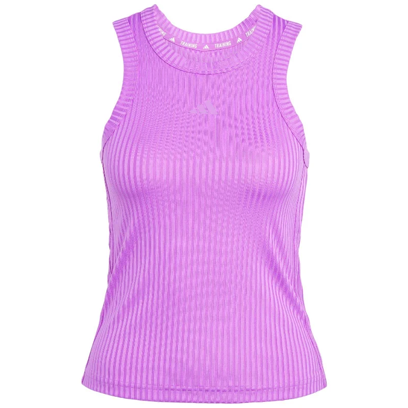 adidas All Gym 3-Stripe Womens Rib Tank charcoal tank top