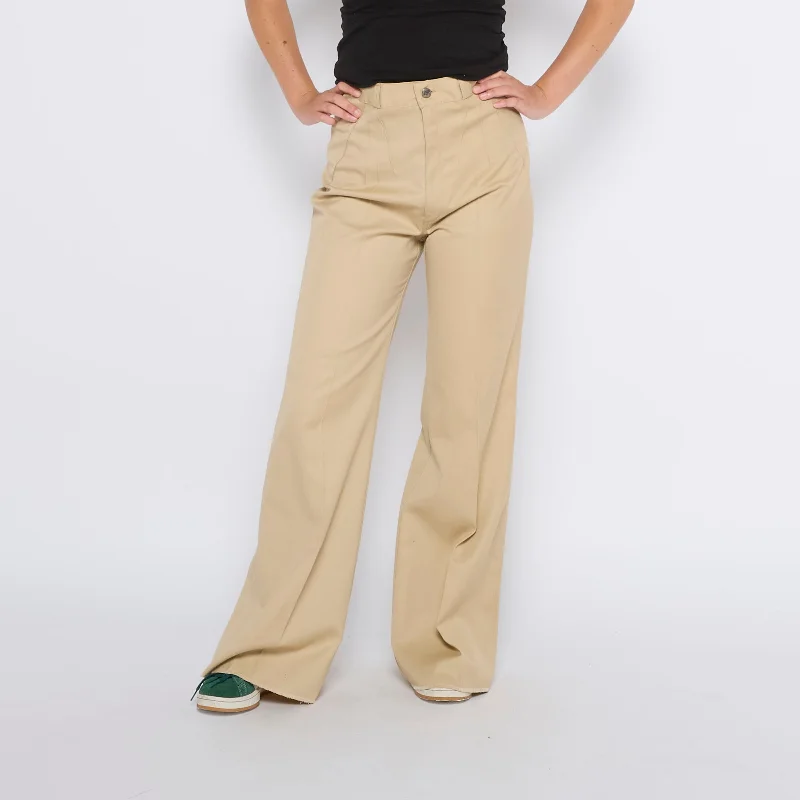 Wide Leg Pleated Trousers - UK 10 High Waist Slim Fit Ankle Length