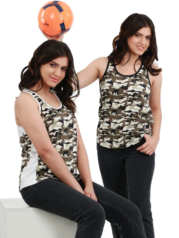 Camouflage Printed Bamboo Tank Top For Women (Pack of 2) loose fit tank