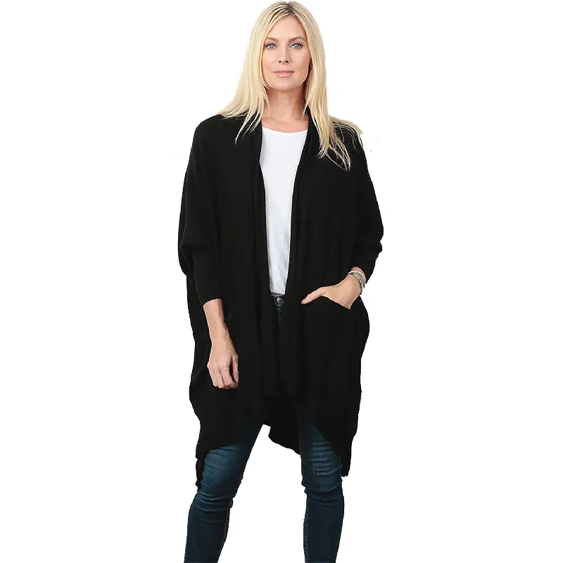 Women's Zestt Organics Organic Cotton Mila Cardigan Black Layered Multi-layer Single Layer