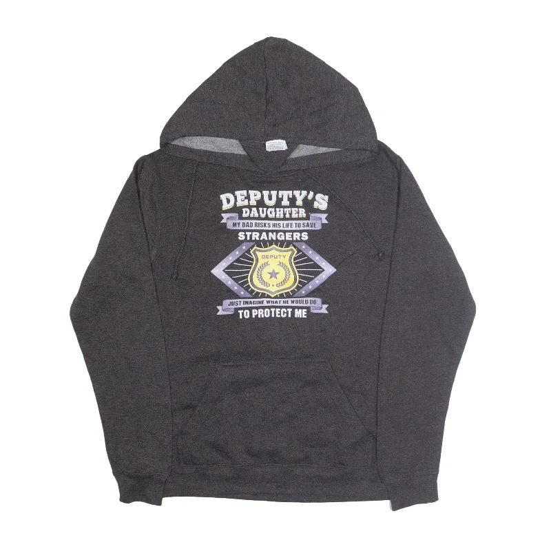 DELTA FLEECE Deputy's Daughter Hoodie Grey Pullover Womens S Polo Neck Sweater