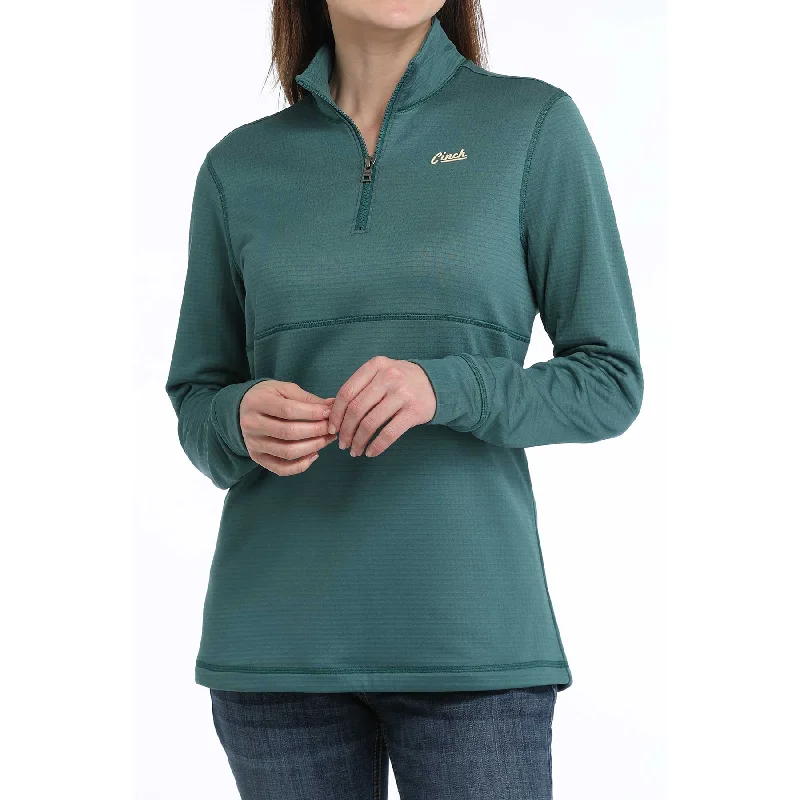 Cinch Ladies Green Quarter Zip Fleece Pullover MAK9913001 Oblong Neck Pullover