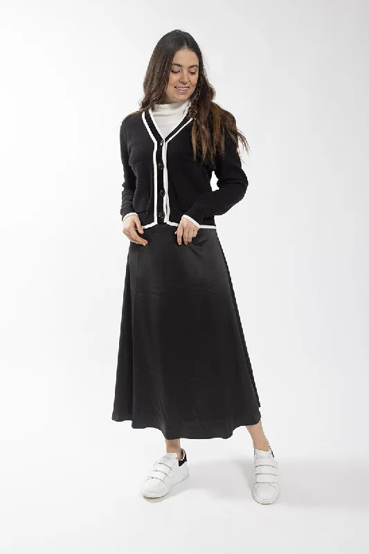 Concept Contrast Trim Cardigan Fitted Loose Oversized