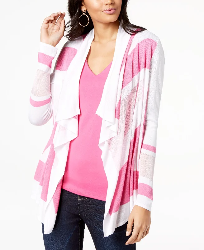 Petite Colorblocked Open Front Cardigan Embroidered Appliqued Beaded