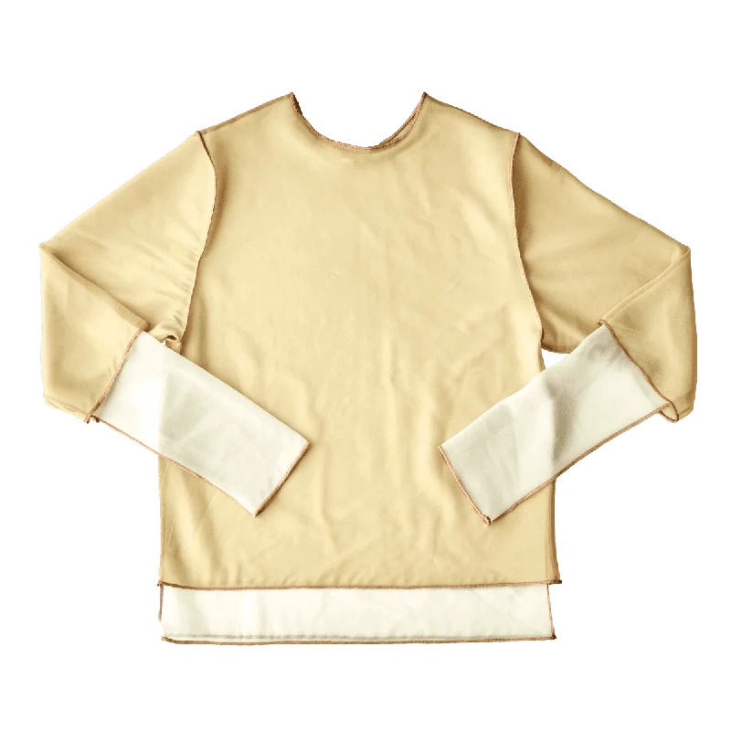 Crew Neck Pullover / Darkbeige × Yellow Bolero Style Sweater