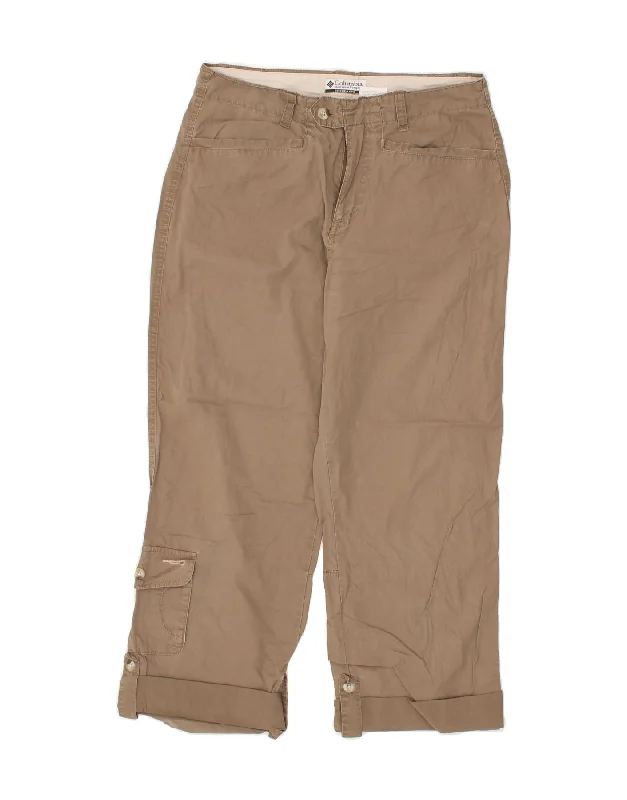 COLUMBIA Womens Capri Straight Cargo Trousers US 8 Medium W28 L23 Brown Trousers Pleated Formal