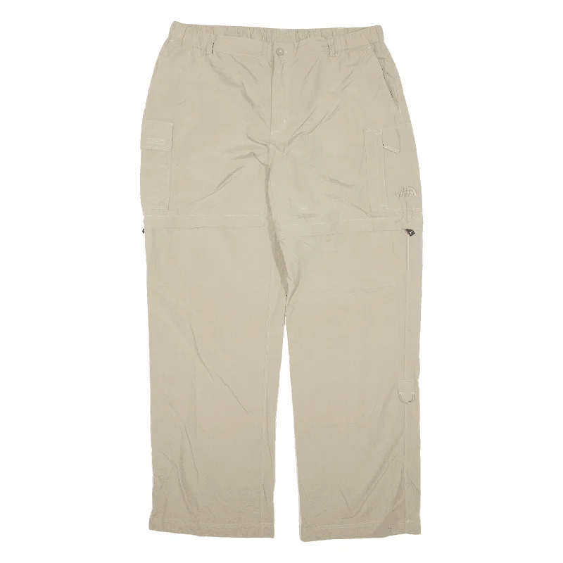 THE NORTH FACE Cargo Zip-Off Womens Trousers Beige Loose Straight Nylon W33 L30 Trousers Business Professional