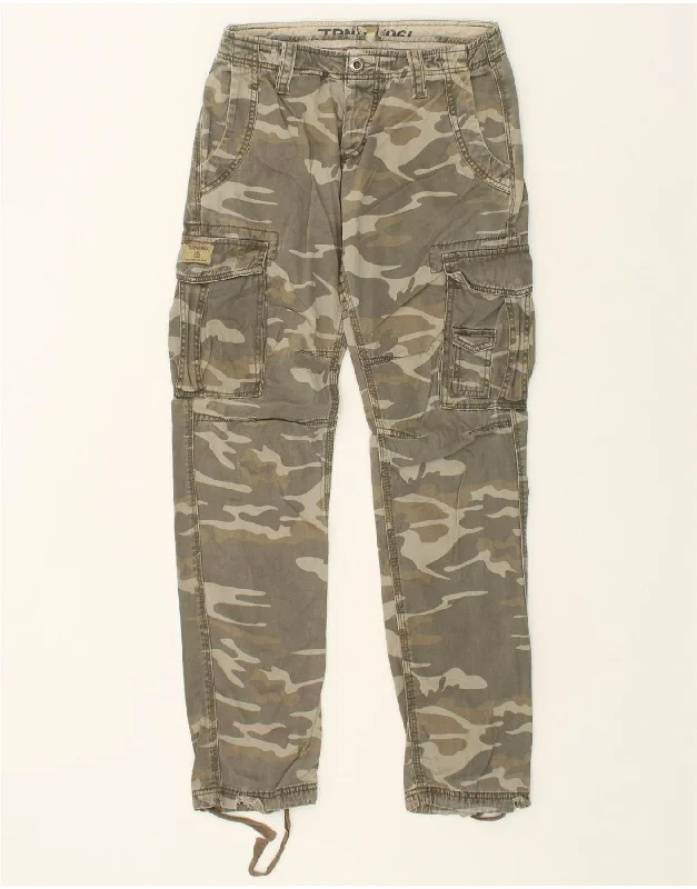 TERRANOVA Womens Slim Cargo Trousers IT 44 Medium W30 L31 Beige Camouflage Trousers Brand Named