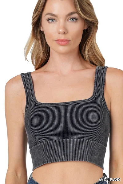 Black Washed Bra Tank modal blend tank