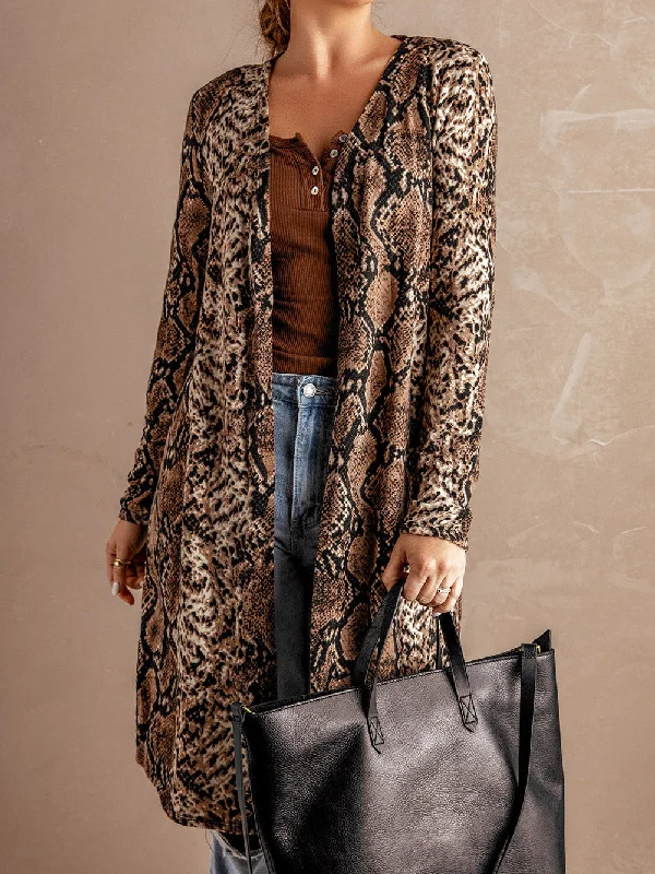 Relaxed Snakeskin Cardigan Patchwork Embroidered Appliqued