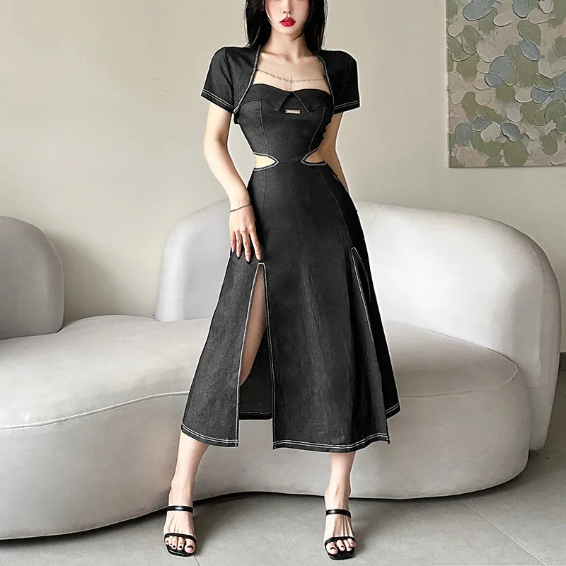 2023 Summer New Women's Short Sleeve Cardigan Fashion Dress LL-247 Jersey Fabric Tulle Fabric Batik Fabric