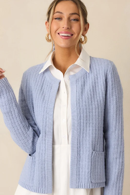 Which Chapter Light Blue Knit Cardigan Elasticated Padded Insulated