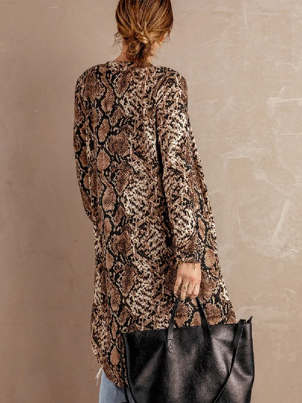 Spring Snakeskin Cardigan Spandex Rayon Corduroy