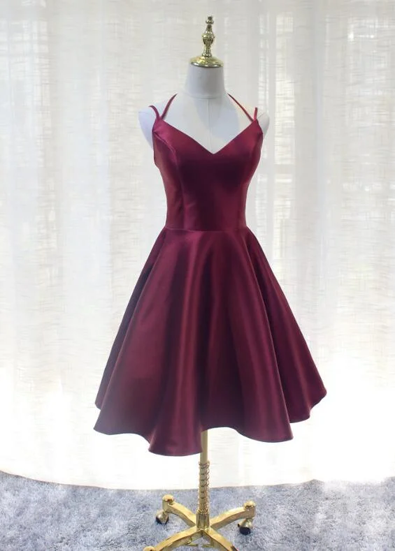 Charming Formal Dress, Straps Burgundy Satin High Quality Party Dress Tunics Modern contemporary