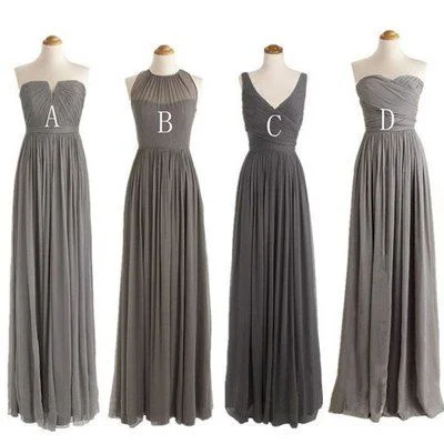 mismatched gray bridesmaid dresses long a line chiffon cheap elegant wedding party dresses 2020 Tunics Trendy modern