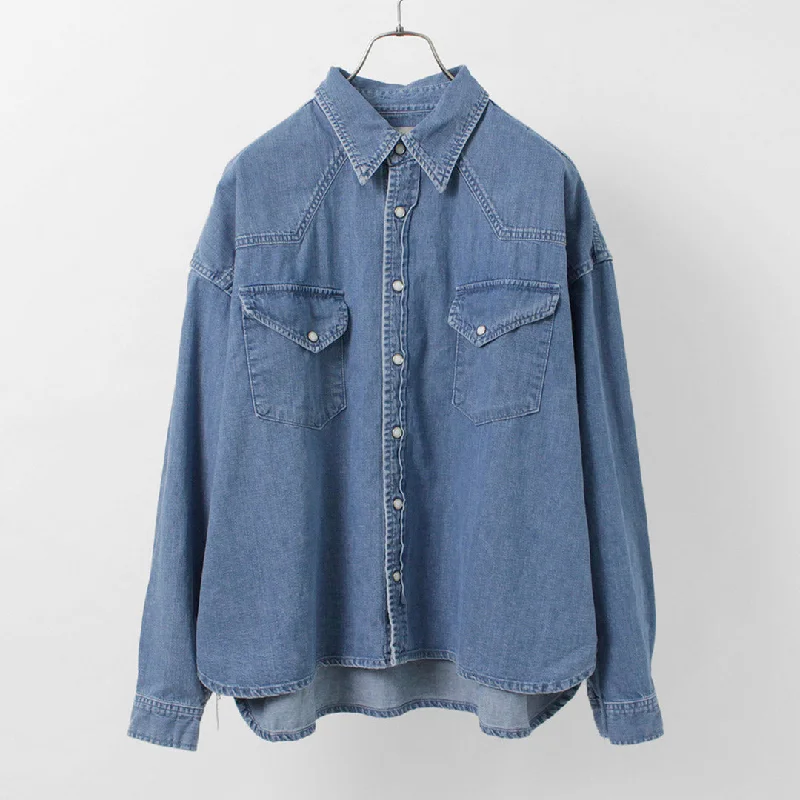 【30％OFF】REMI RELIEF（レミレリーフ） SHORT DENIM WESTERN SHIRT Ribbed Striped Patterned