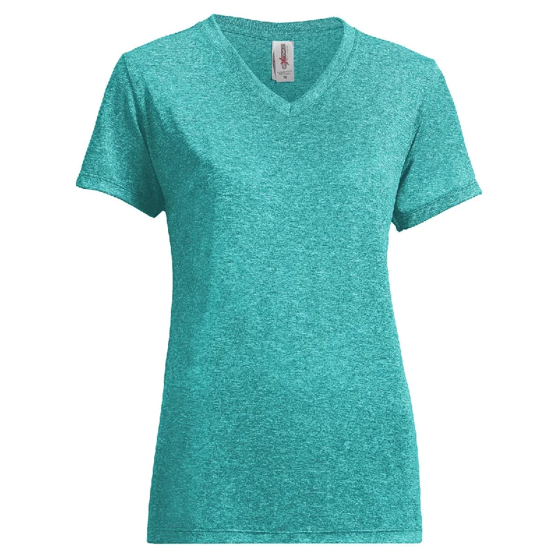 Expert Women's Heather Kelly Performance Tee Solid Print Embellished