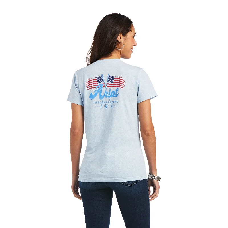 Ariat Ladies REAL Flag Waver Halogen Blue T-Shirt 10040578 Jersey Fabric Tulle Fabric Batik Fabric