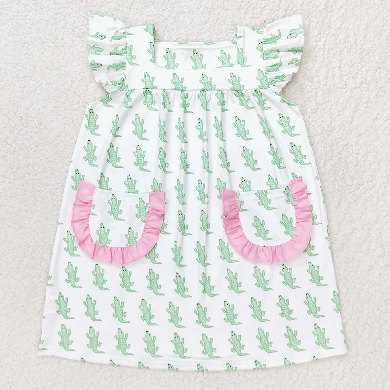 Baby Girls Dress Crocodile Green Knee Length Dresses GSD1050