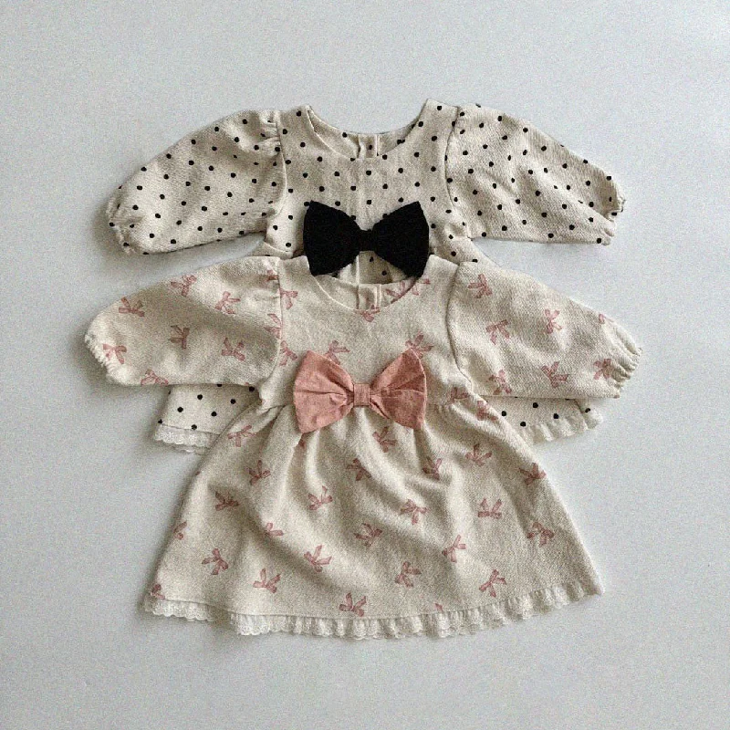 Baby Toddler Aosta F24 Front Big Bow Dress (3m-5y) - 2 Colors