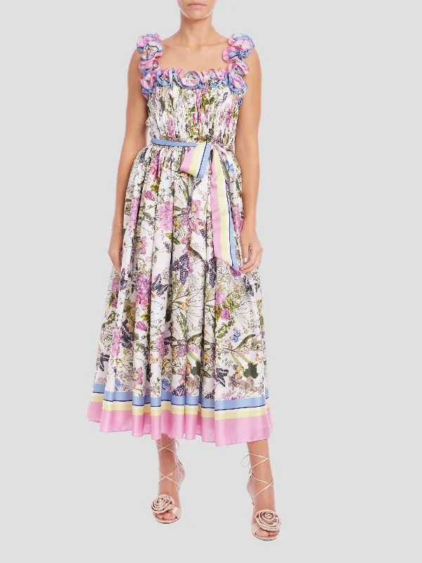 Ruffle Straps Butterfly Dress in White Multi
