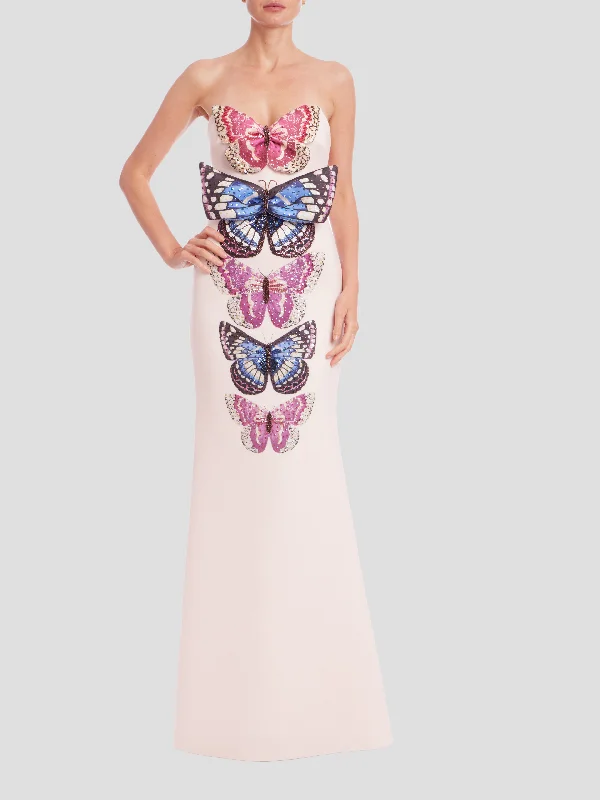 Strapless Bead Butterfly Dress